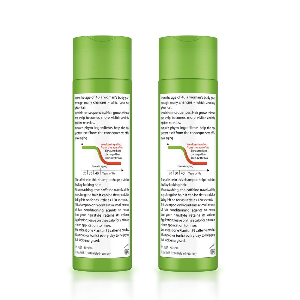 2x Plantur 39 Phyto-Caffeine Shampoo For Fine Brittle Hair Add Strength Volume