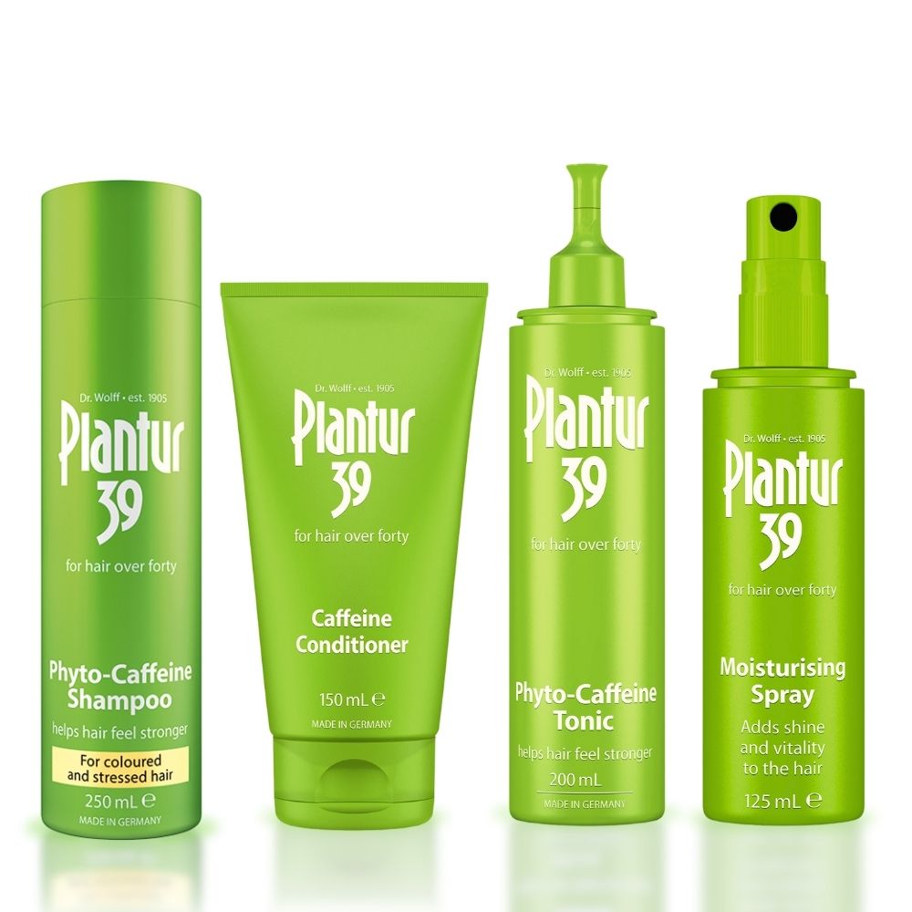 Plantur 39 Full Range Bundle for Coloured and Stressed Hair, Shampoo, Conditioner, Tonic and Moisturising spray - Adds Volume & Strength