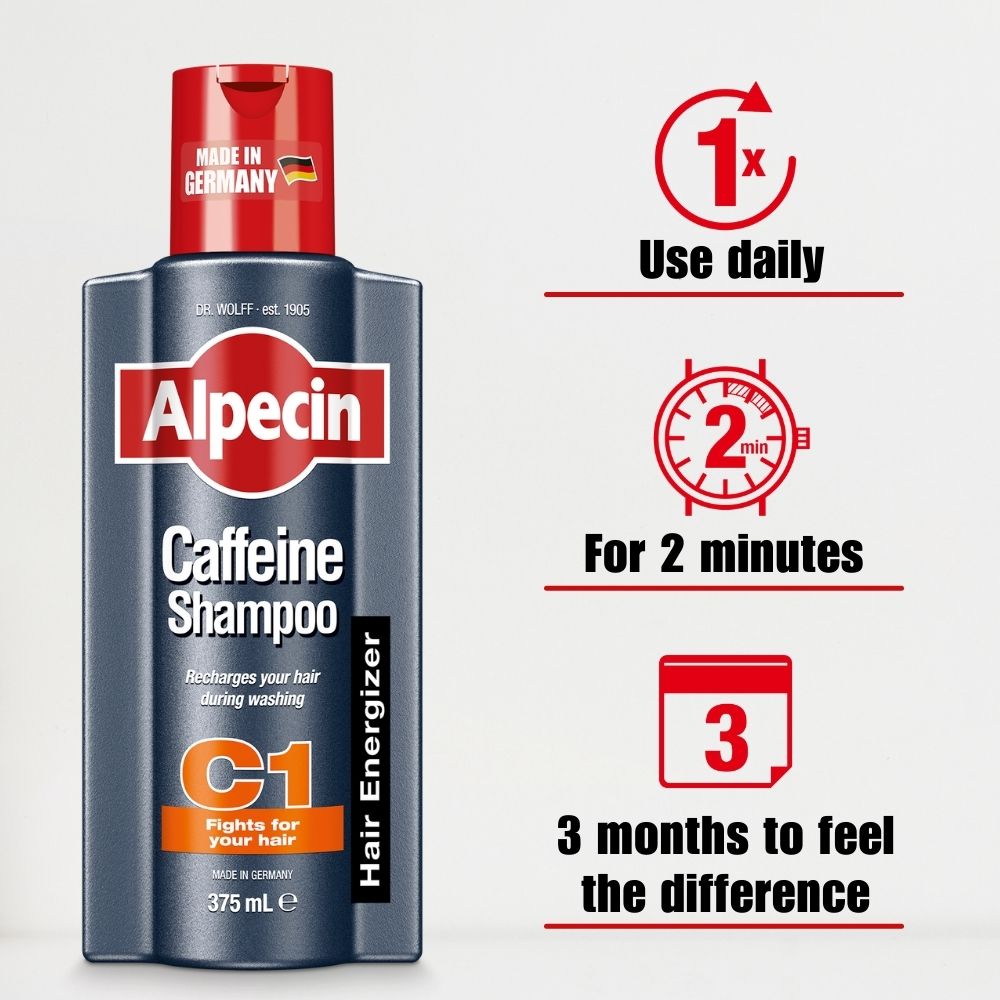 2x Alpecin Caffeine Shampoo C1 - For Stronger Hair, 375ml