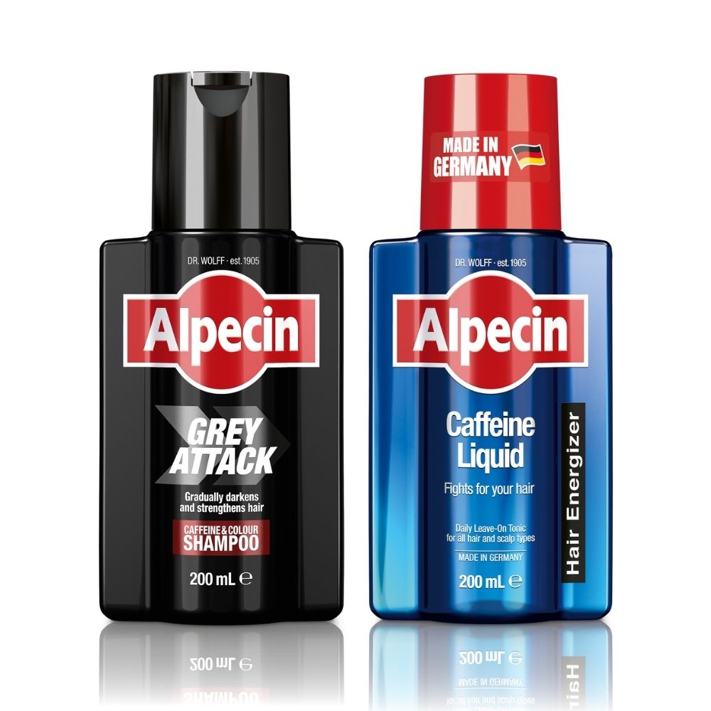 Alpecin Starter Pack - Grey Attack Caffeine & Colour Shampoo + Caffeine Liquid 200ml