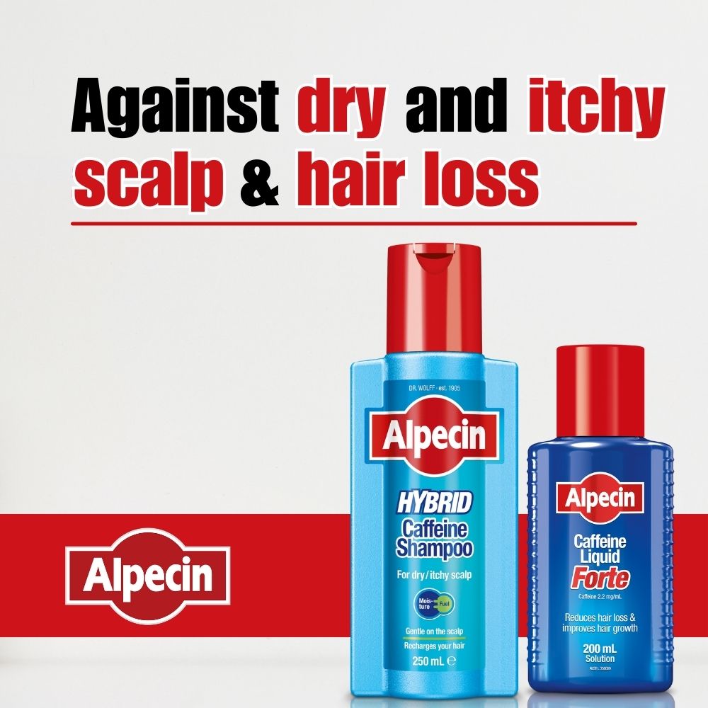 4x Alpecin Hybrid Caffeine Shampoo - for Dry and Itchy Scalp, 250ml